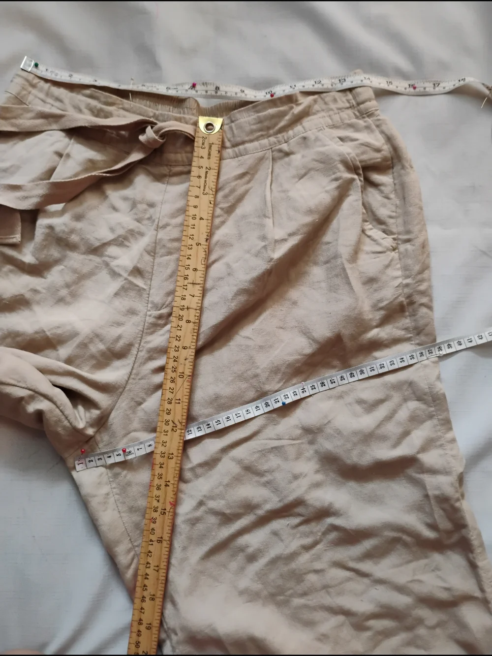 A New Day Women's Beige Drawstring Linen-Blend Pants Size M
